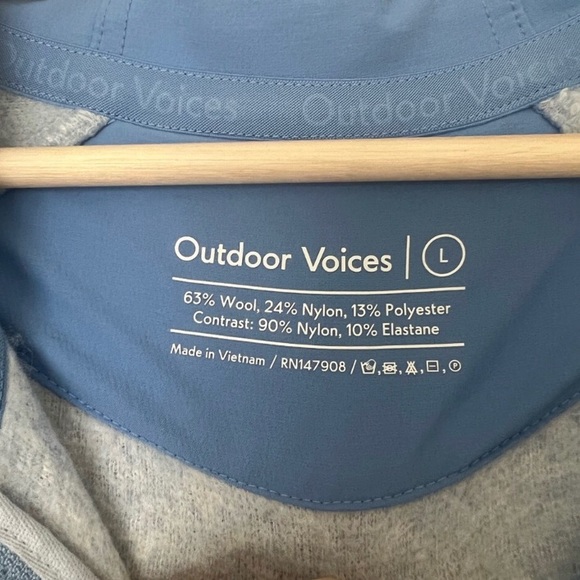 Outdoor Voices Megafleece Half Zip Pullover Hoody, Dusty Blue size large - Picture 11 of 13